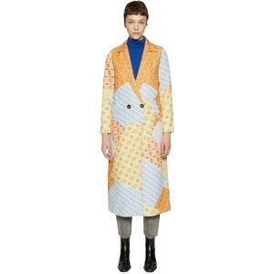 Never Fully Dressed Size 10 Patchwork Long Trench Coat Statement Jacket